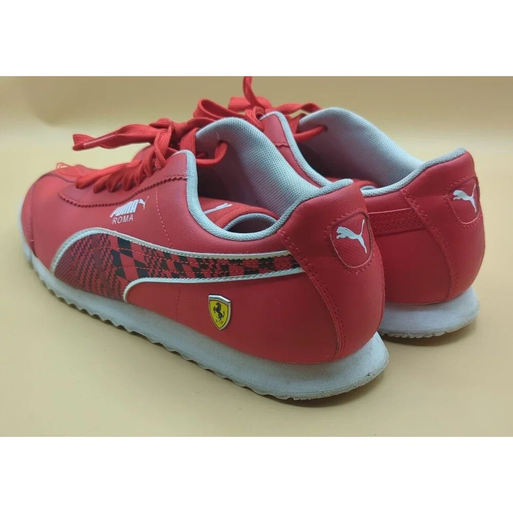 Puma Roma Scuderia Ferrari Shoes Men's Size 11.5 Rosa Corsa Checkered Red/Black